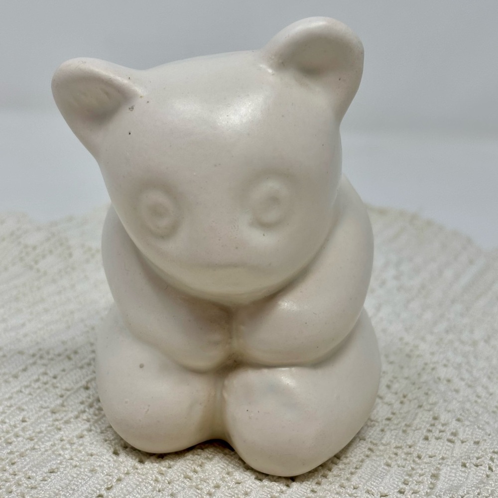 Vintage Haeger Ceramic Cream Off White Panda Bear Nursery 4” Mini Planter USA